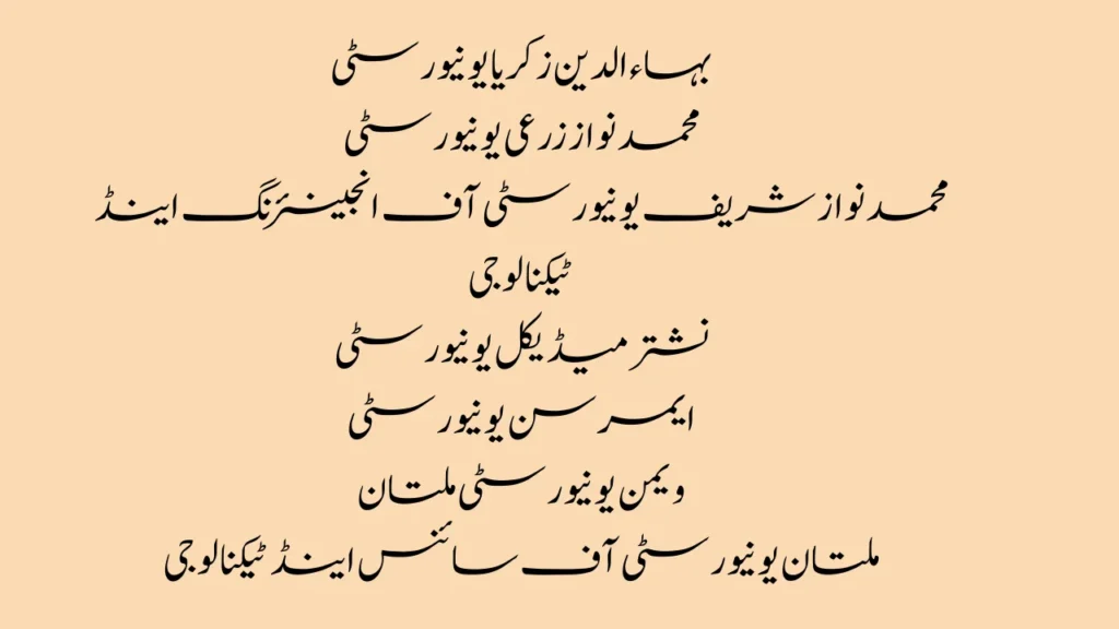 Honhaar Scholarship Eligible Universities 2025